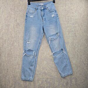 Vintage Light Wash Distressed High-Waisted Jeans